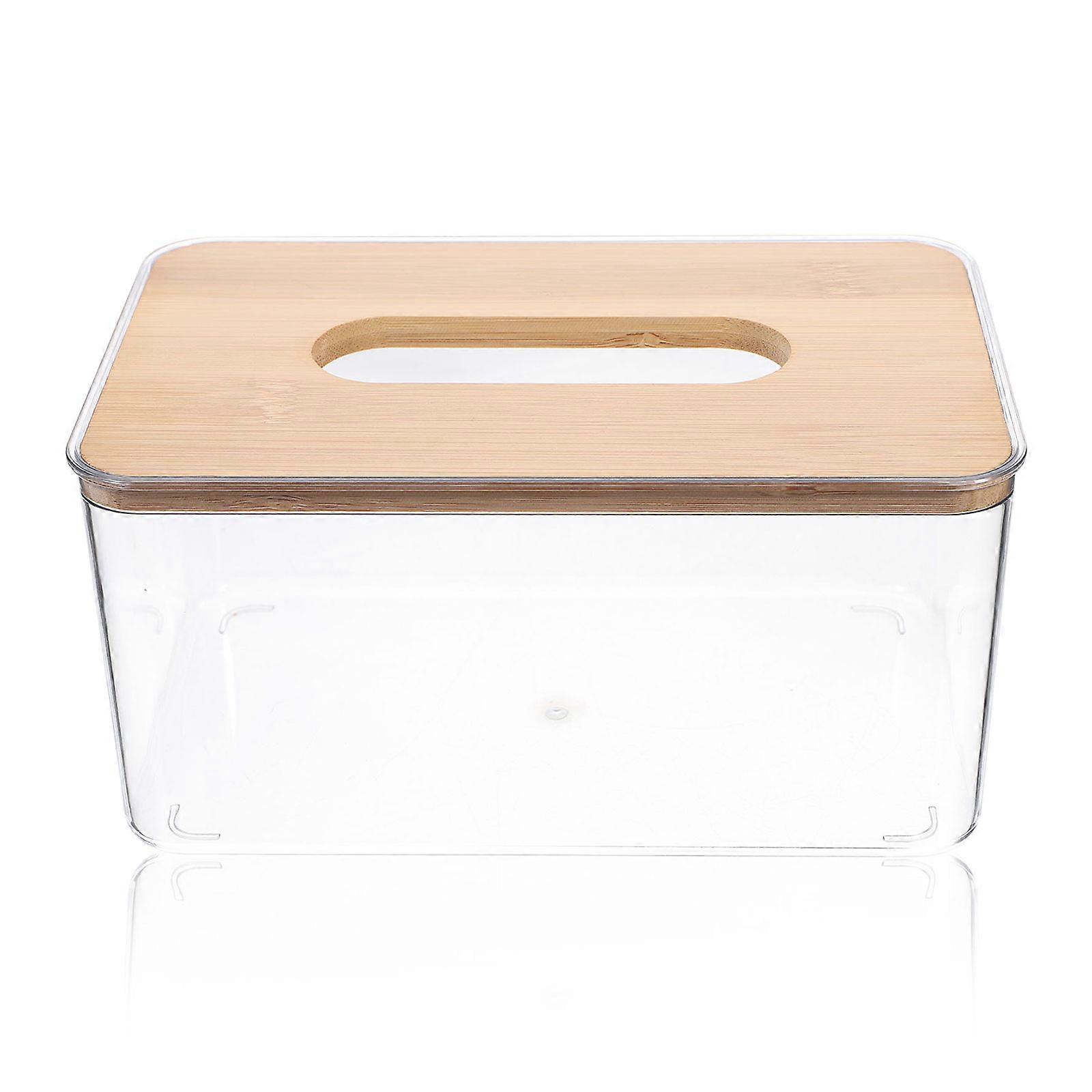 Beige Cube Box Cover for Storage Use One Piece Tissue Container