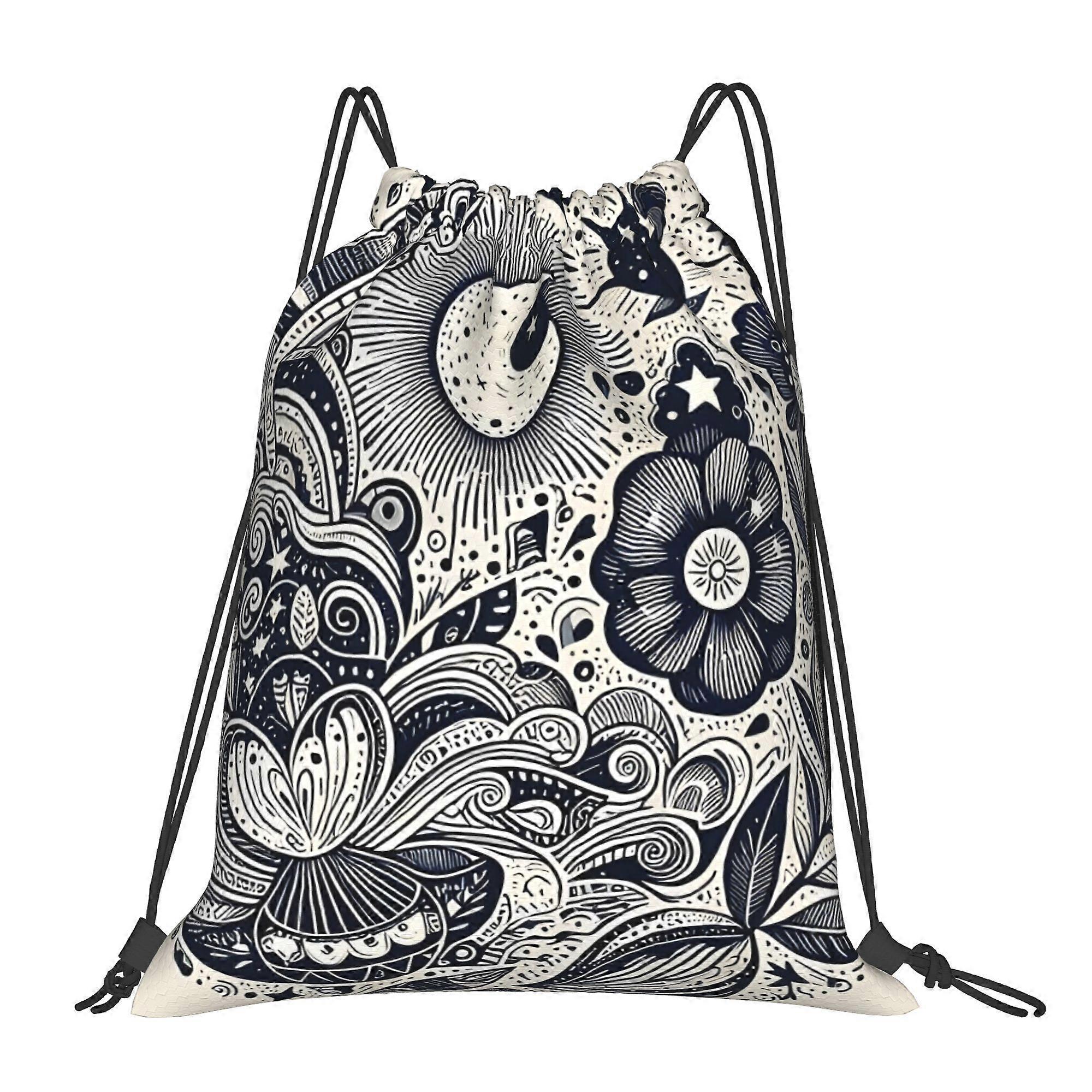 1pc Casual Drawstring Backpack, Casual Daypack, Playful Pattern, Stylish Drawstring, Softshell Material, Versatile Sack,-Cqazw