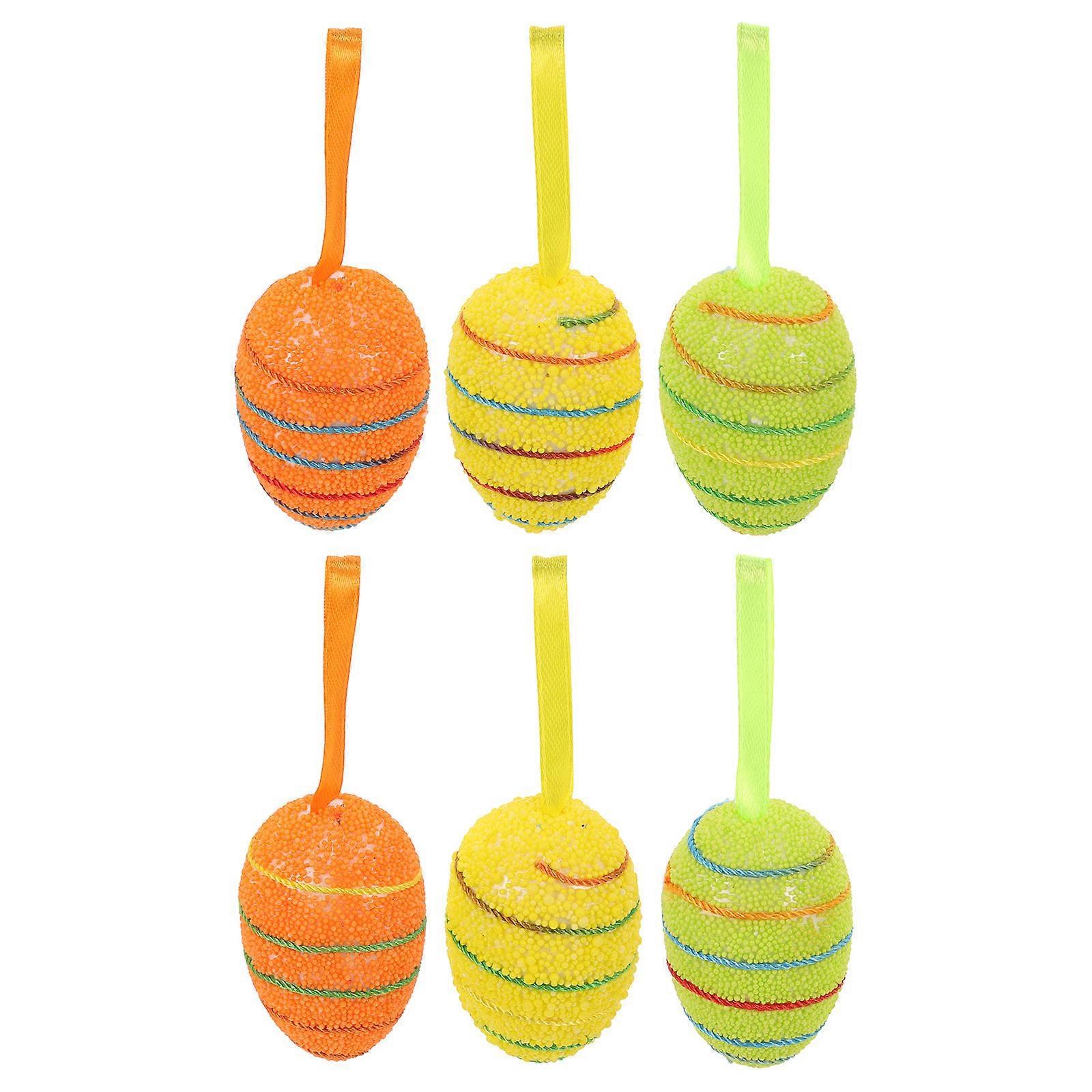 6pcs Easter Egg Shaped Hanging Ornaments Easter Egg Tree Hanging Pendant Easter Decor