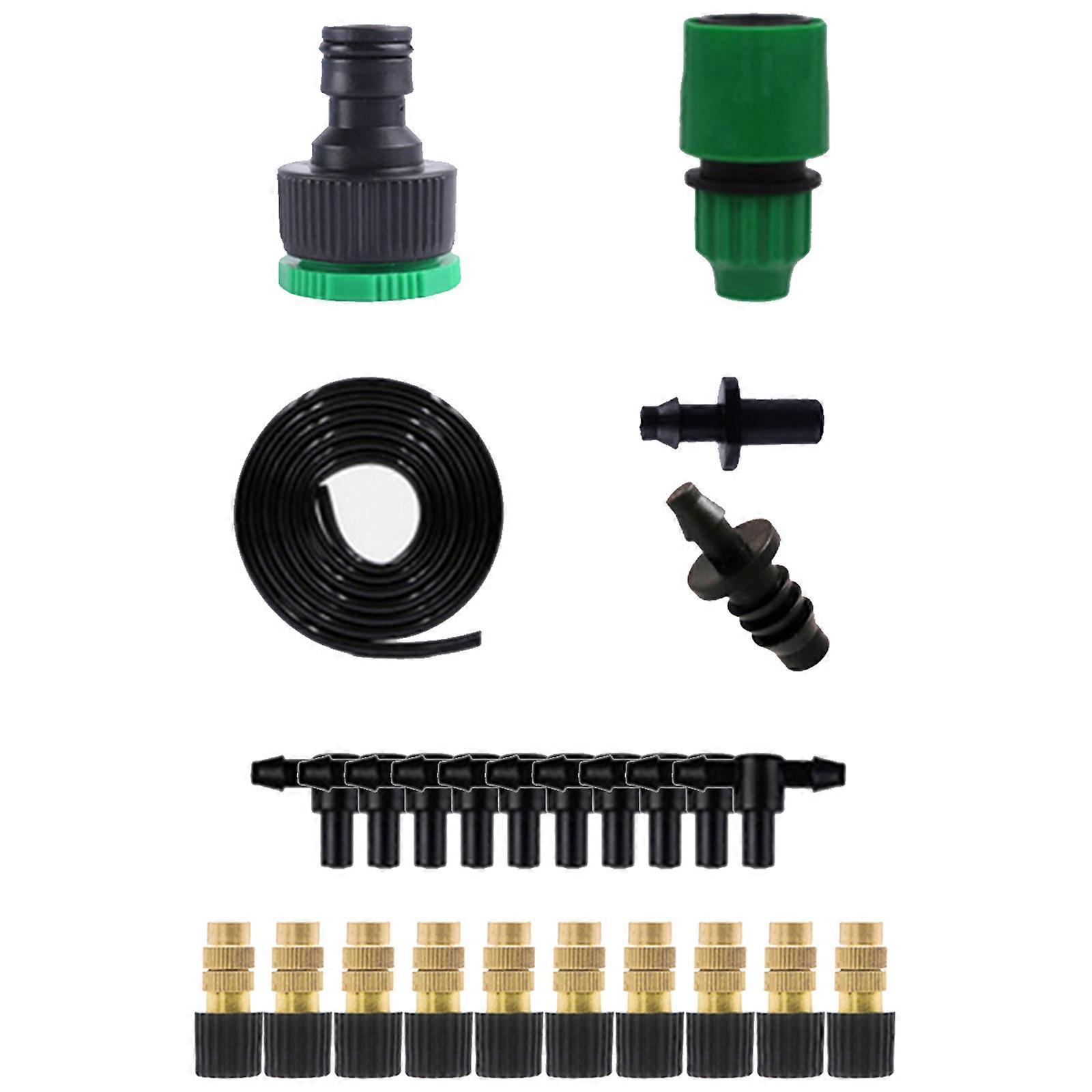 Drip irrigation kit: quick connectors/hose/connectors/tees/nozzles/end caps