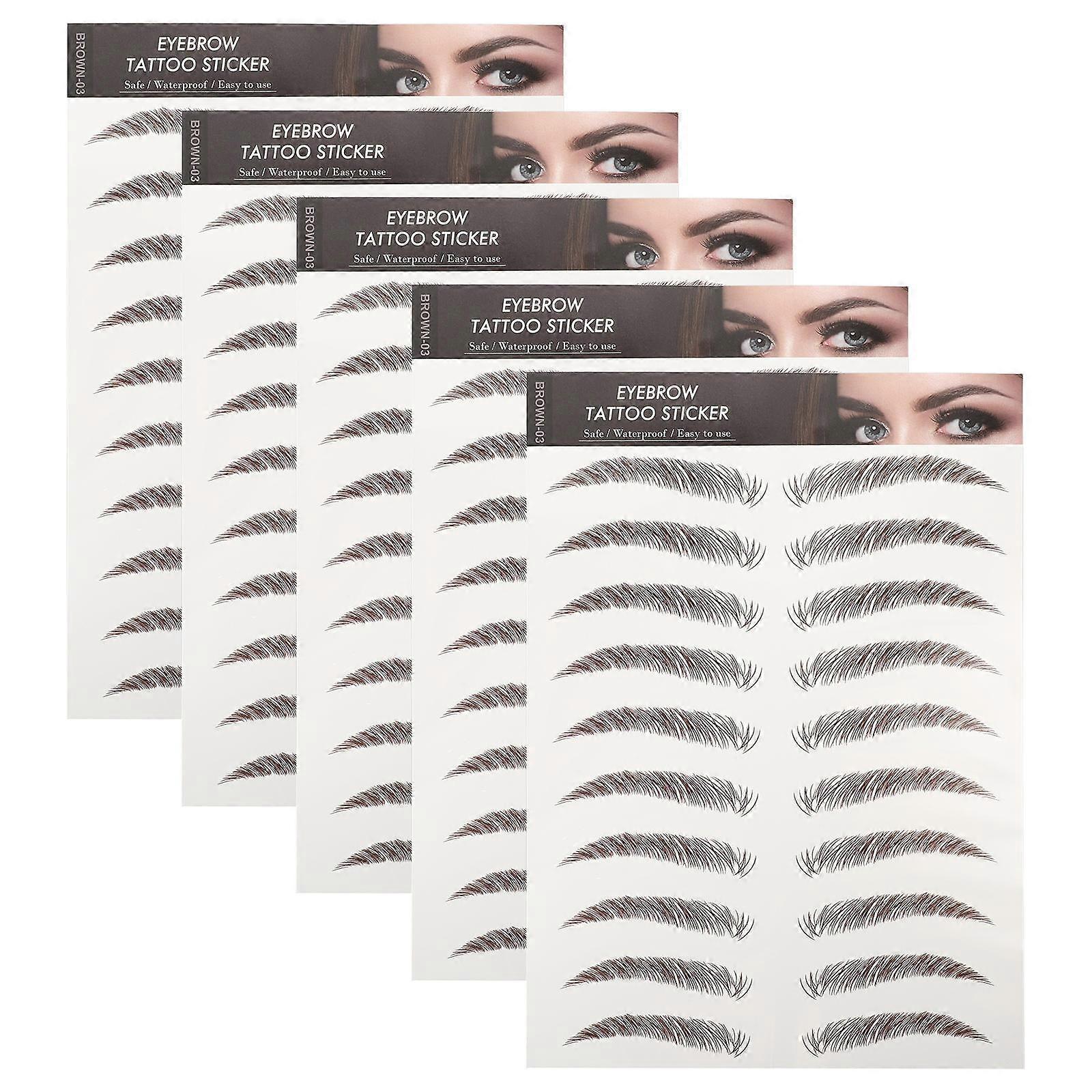 5 Sheets Simulation Eyebrows Sticker Fake Eyebrows Tattoos Temporary Tattoos