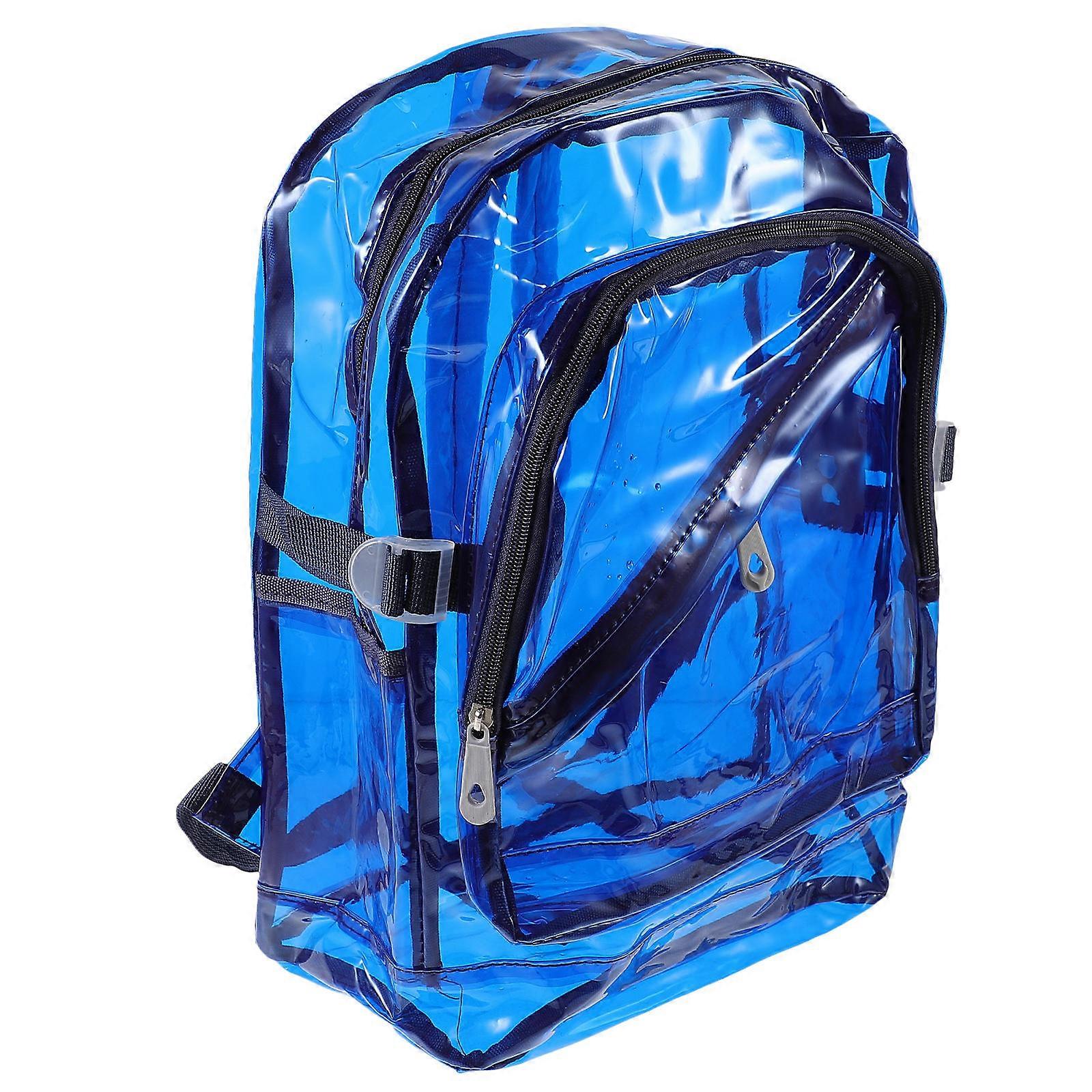 Transparent School Backpack Stylish Backpack for Stuff Holding 3Pcs Set Blue