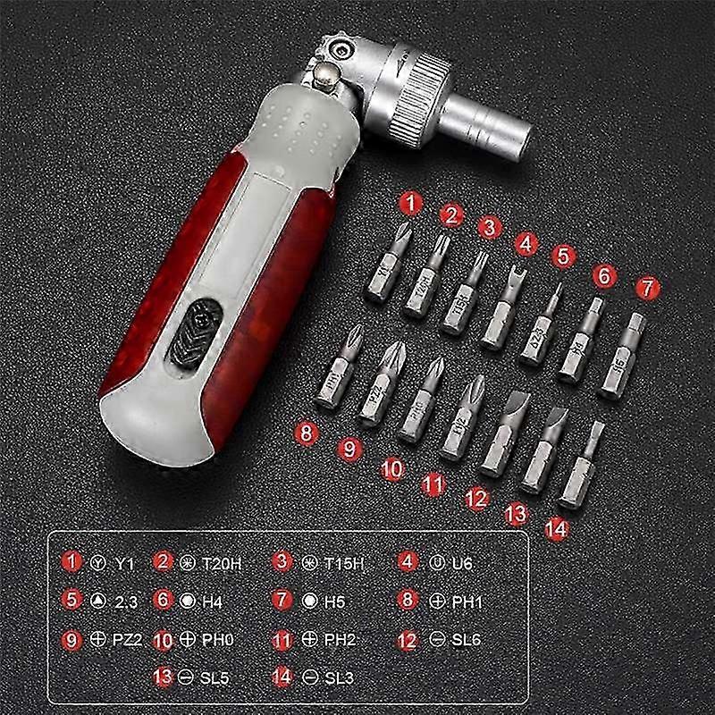 Multi Angle Bidirectional Ratchet Screwdriver Set 15 in 1 Precision A