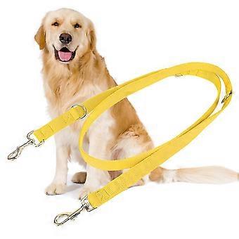 2m Double Buckle Nylon Flexible Pet Dog Walking Leash Traction Rope with Chain(Yellow 2.5cm*200cm)
