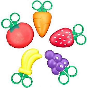 5PCS Magnet Scissors Fruit Shaped DIY Art Scissors for Kids Teachers School Crafts Scrapbooking (Carrot Strawberry Grape Tomato Banana)