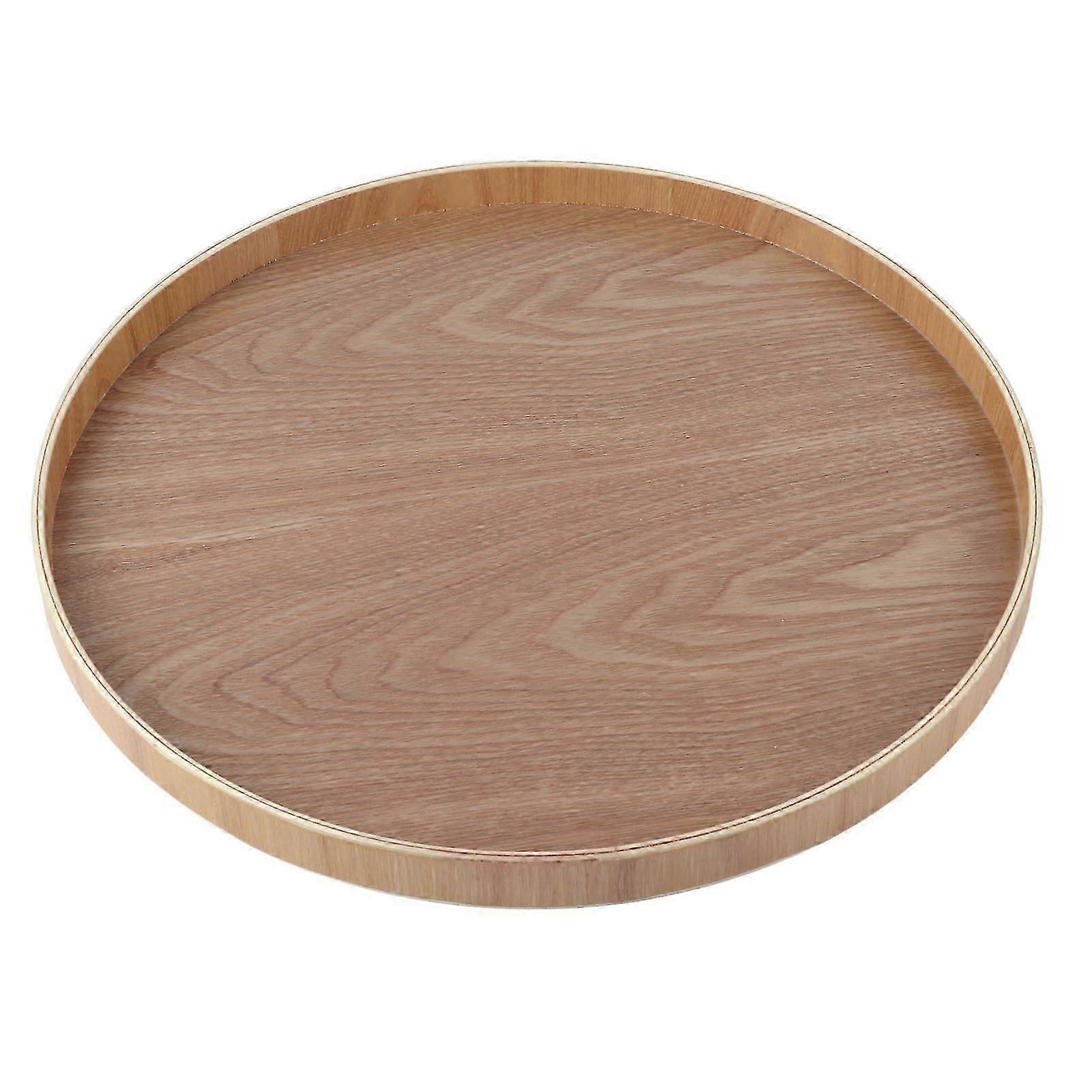Round Solid Wood Serving Tray for Tea, Coffee, or Snacks