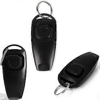 Dog Clicker, 3 Piece Clicker (Black), 2 in 1 - Dog Training Clicker with Whistle/Clicker, Training Tool for Dogs, Cats, Horses, Birds or Other Pets