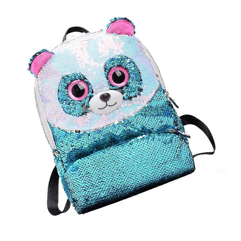 Panda Backpack Sky-Blue Mini Sequin Shoulder Bag for Storage