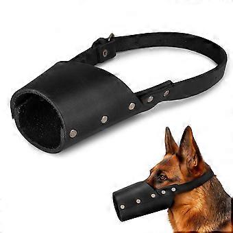 Bozal para perros, seguro, previene mordiscos y masticación, Pitbull, Pastor Alemán y cualquier raza, Cuero de grano completo, Hecho a mano, Negro carbón, Grande