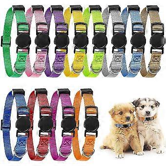 Adjustable Puppy Collars - 12-Pack Soft Nylon ID Collars for Small Dogs and Cats