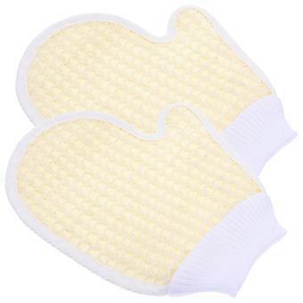 Luvas de banho bege em chenille para massagem, 2 unidades, para limpeza.