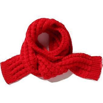 Kids Knitted Scarf Winter Fashion Solid Color Toddler Baby Warm Scarves Wrap Neck Warmer for Girls Boys Red