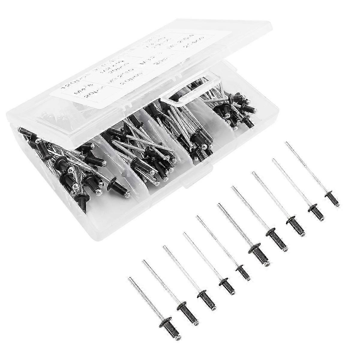 Aluminum Blind Rivet Assortment Multiple Sizes Rivets Construction .2 120Pcs Set