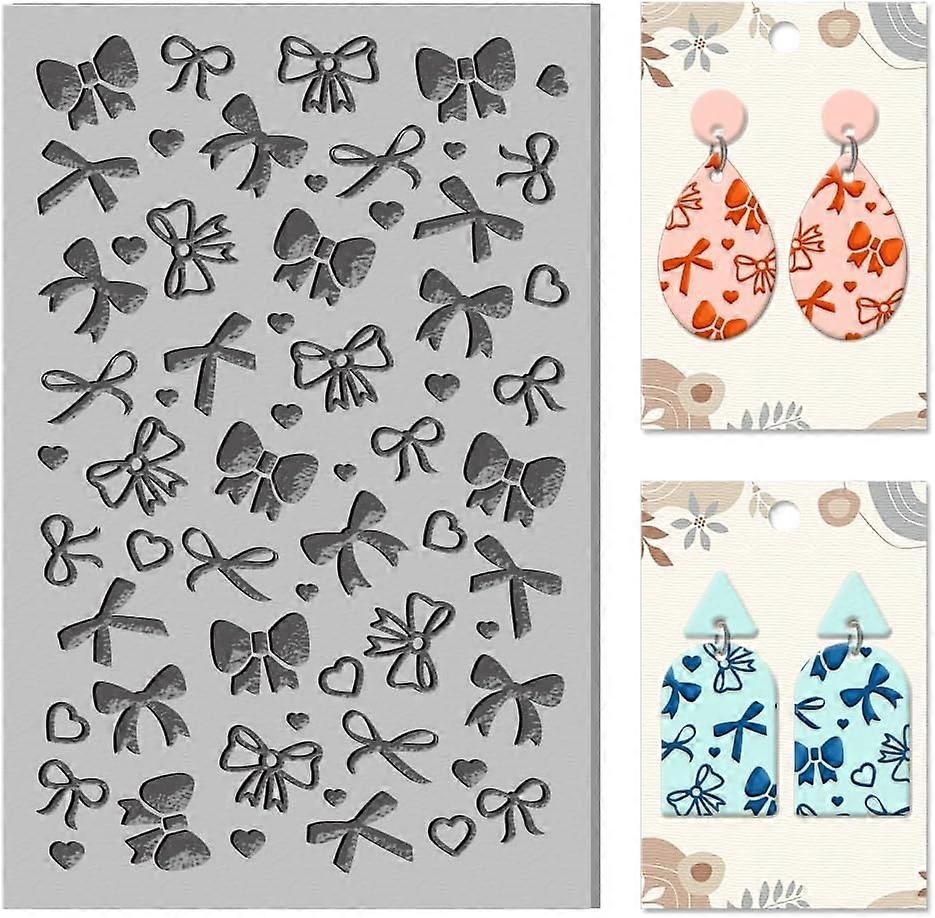 Bow Polymer Clay Texture Sheets Love Heart Texture Mat Rubber Clay Mat Clay Modeling Pattern Pad Texture Sheets