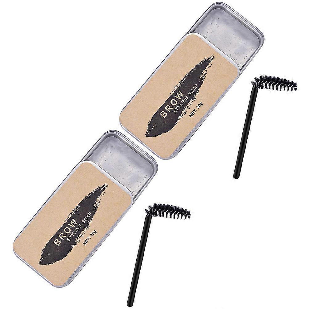 Transparent Eyebrow Soap with Brushes for Brows Styling 2Sets Makeup Use