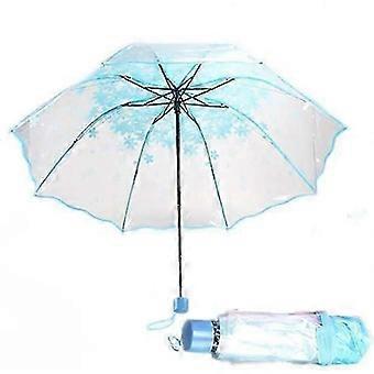 Transparent Umbrella Cherry Blossoms Clear Umbrella See Though Rain Folding Umbrella for Women Kids Girls Lightweight Windproof Compact Folding 26-27