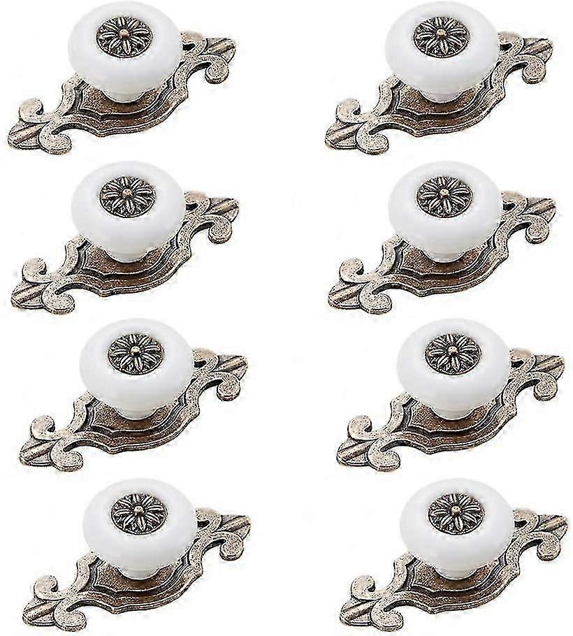 8 Piece Ceramic Cabinet Knobs Vintage Style Drawer Knobs 32mm Diameter Zinc Alloy Base