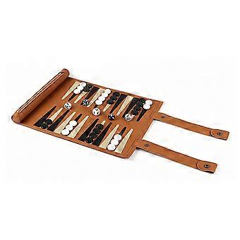 3-in-1 Roll-Up PU Leather Board Game Set Backgammon Chess Checkers Portable Travel Game with Storage Bag