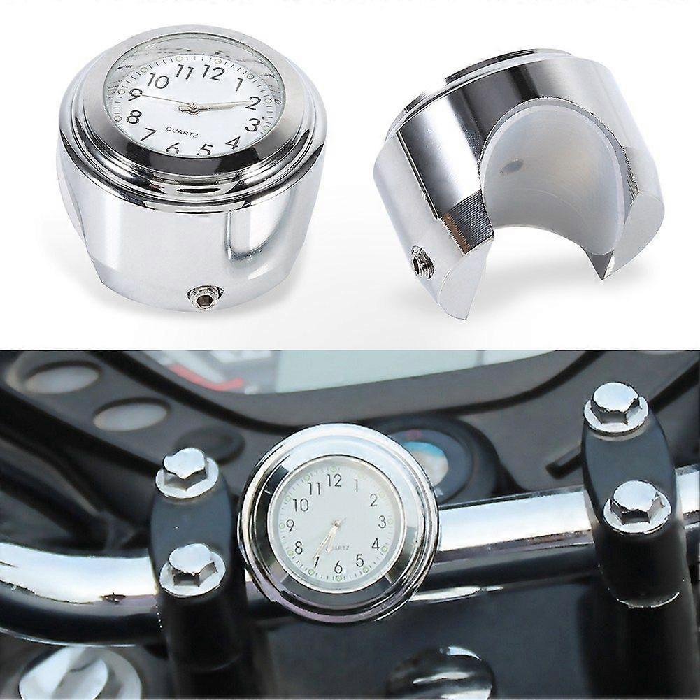 7/8" 1" Motorcycle Handlebar Mount Watch Precise Time Keeping Dial Clock White