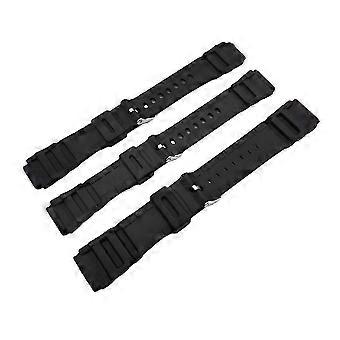 18mm PU Leather Watch Band Replacement Strap with Stainless Steel Buckle, Black, Comfortable Grain Finish
