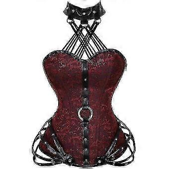 Gótico Plus Size Couro Halter Neck Osso de Aço Super Corset e Corset Top Feminino Shapewear Vestidos Vintage Steampunk-Yvan