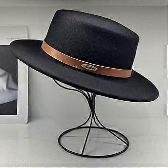 European British Australian wool top hat women's autumn and winter new French Hepburn style high-end temperament fashion flat hat