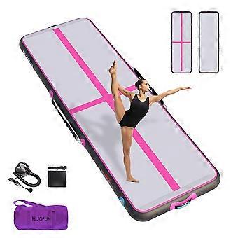 Inflatable Gymnastics Mat - 20 cm Height - 300 cm Length - PVC - Black and Pink.