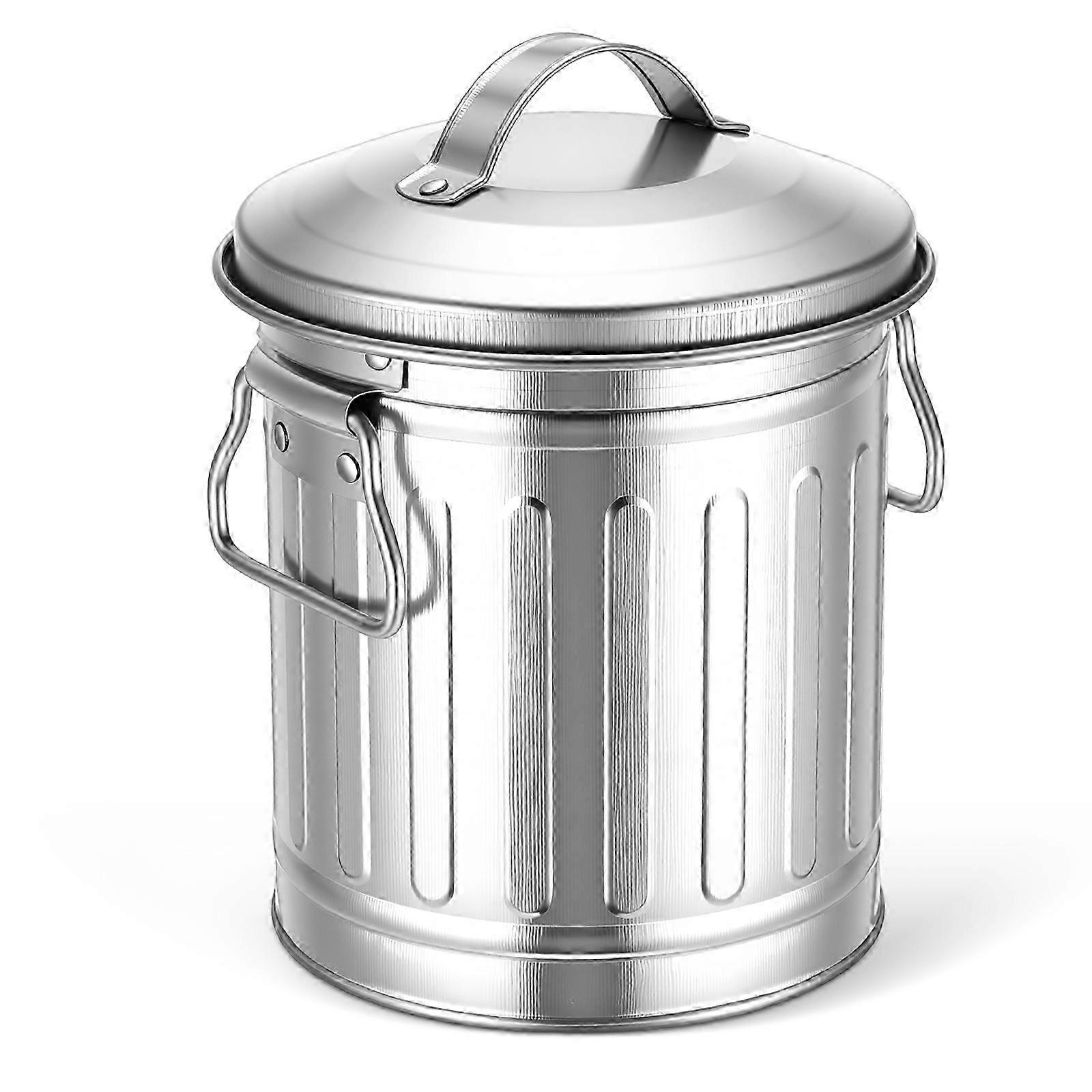 Iron Desktop Trash Bin With Lid