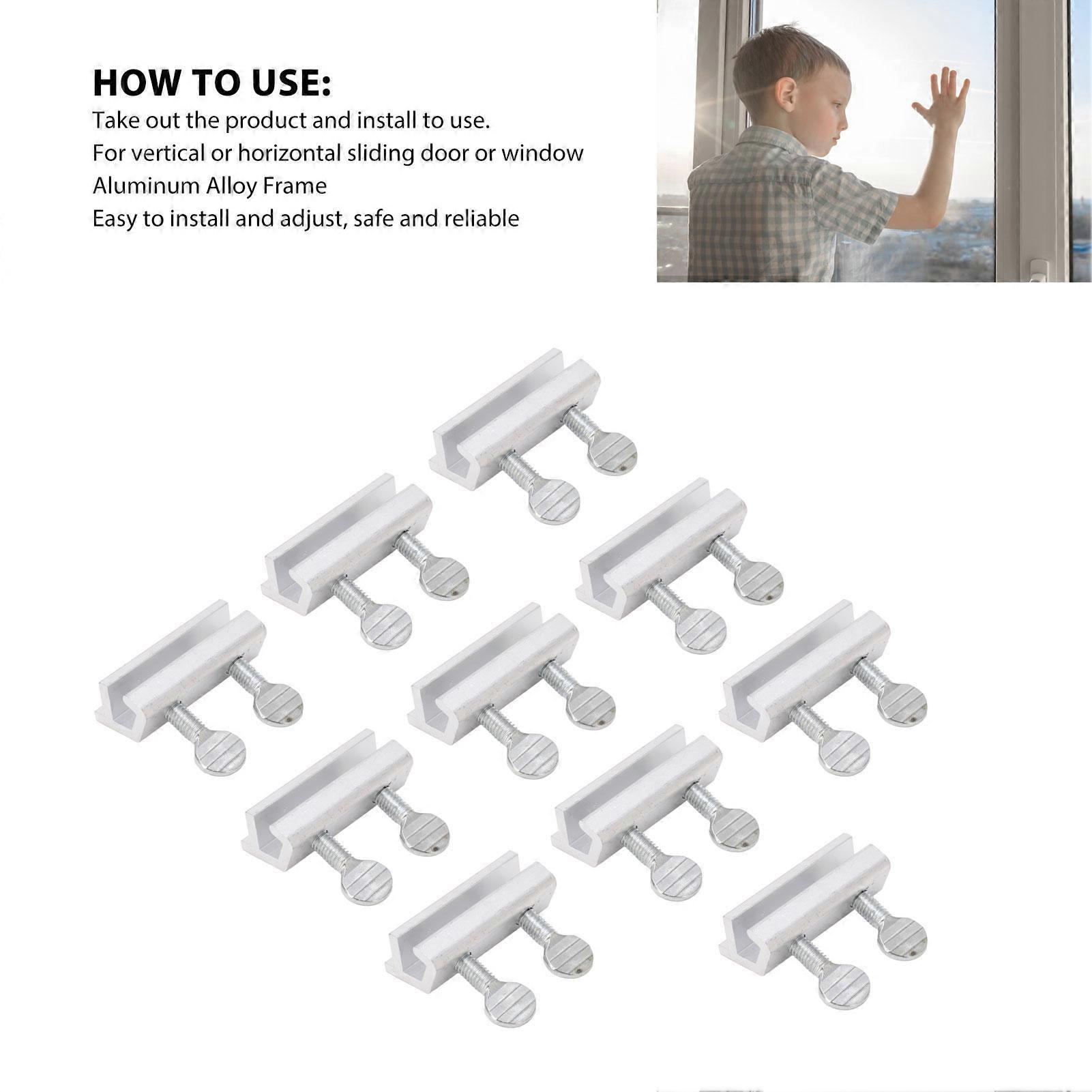 10Pcs Sliding Window Lock Adjustable Vertical Horizontal Sliding Lock Kit for Safety