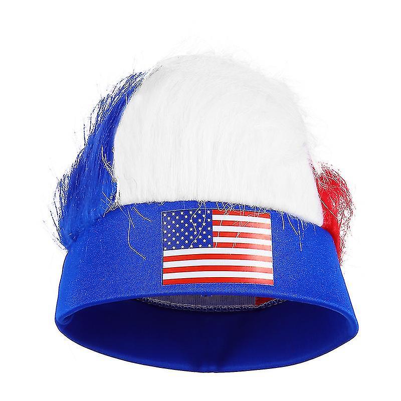27X20cm Blue Party Hats Football Fans Wig Hat Wig Net Stretchy Wig Hat Practical Wig Hair Net Headwe