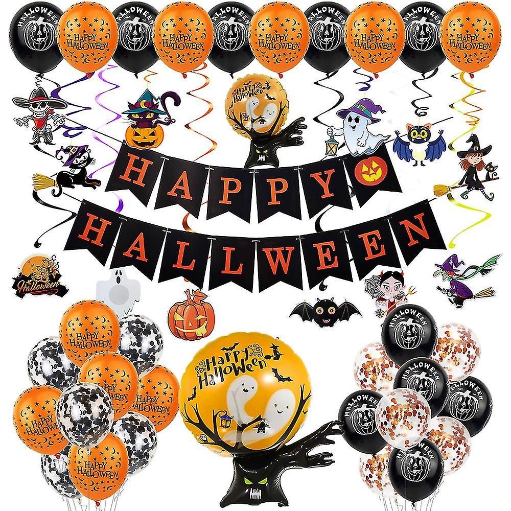 Halloween Decoration Pumpkin Ghost Spider Witch Latex Balloons (e, Section)  bd