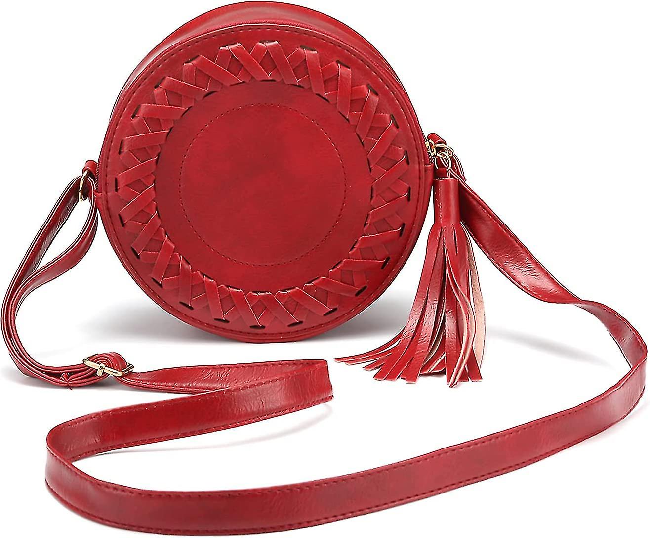 Shoulder Bags For Women. Pu Leather Crossbody Bag With Tassel Shoulder Bag Red