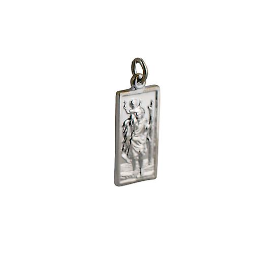 Silver 26x13mm rectangular St Christopher Pendant