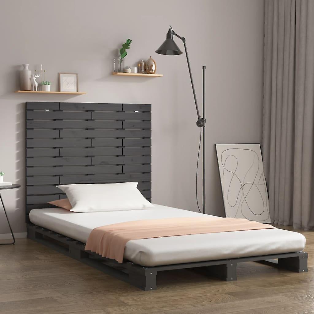 Wall headboard grey 106x3x91.5 cm solid pine wood