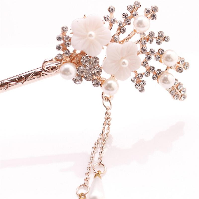 Women Elegant Wedding Gift Hair Pin Colorful Hairpin Rhinestone Hairstick Flower