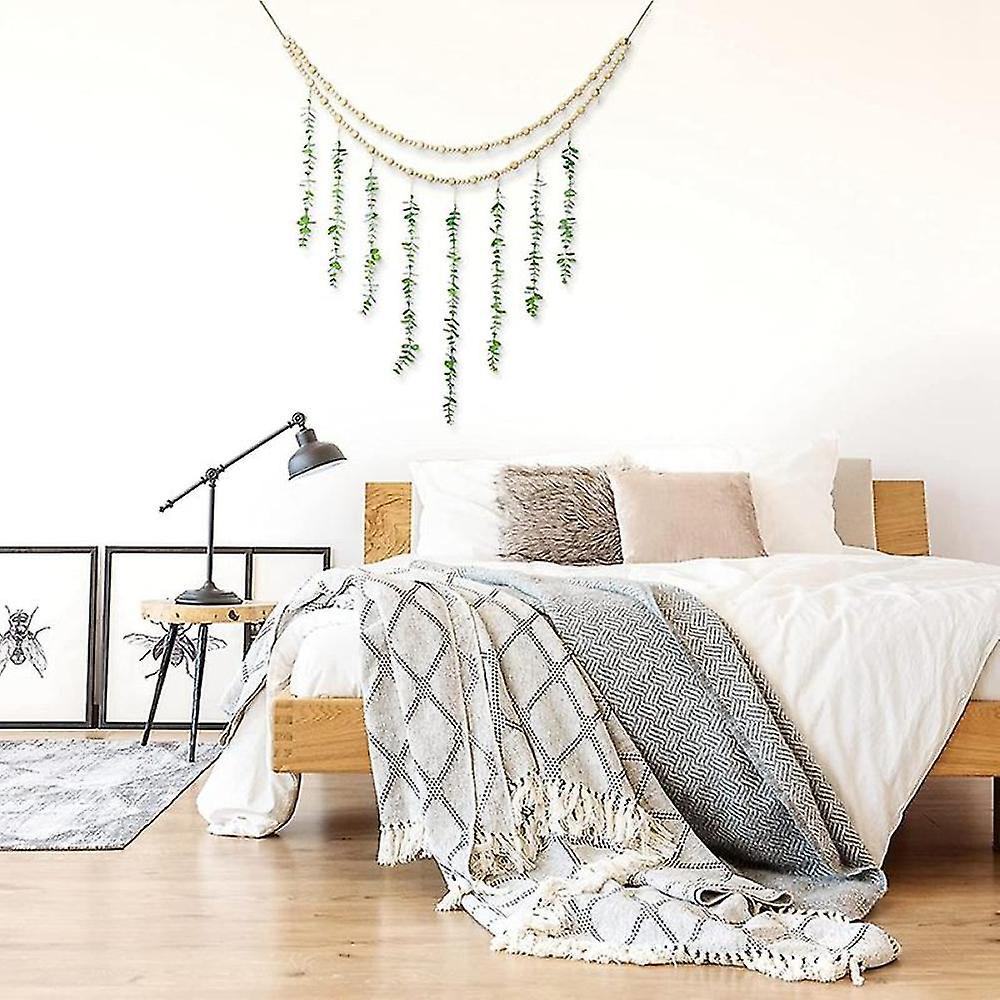 2-Pack Boho Wooden Bead Photo Banner Garland – Hanging Wall Display With 18 Clips For Photos & Art - View #8