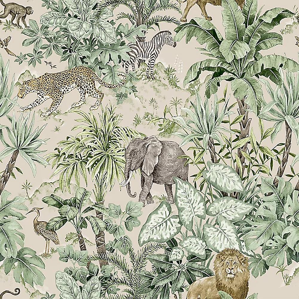 Grandeco Safari Green Wallpaper