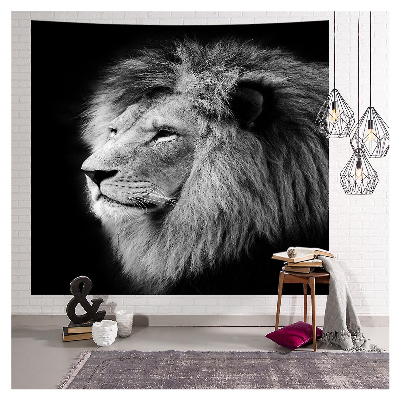 Black And White Lion Tapestry Homestay Wallcovering Tapestry For Beach Blanket Table Cloth