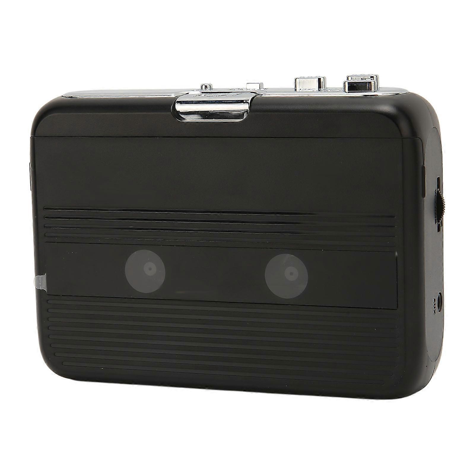 Bluetoot Cassette Tape Player Stereo Retro Auto Reverse Portable Wireless FM Tape Player with Headphone for Travel Black