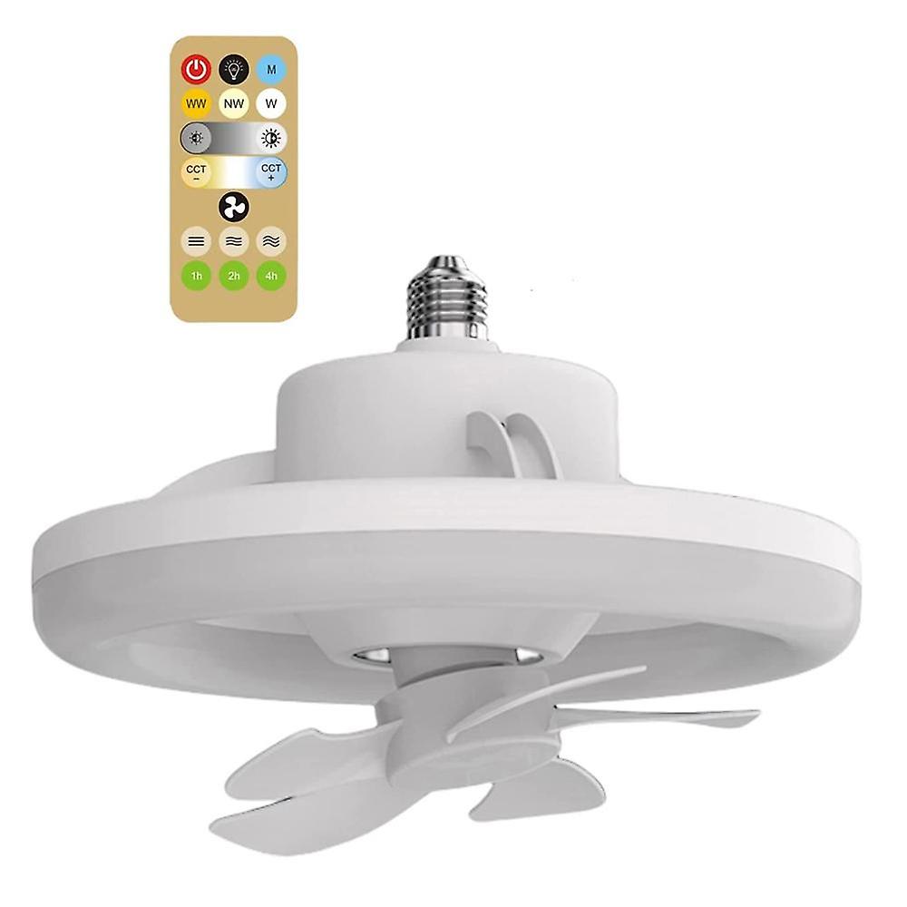 Dimmable Ceiling Fan with Light, E27 LED Chandelier 360 degrees Rotation with Remote, 3 Wind Speeds, for