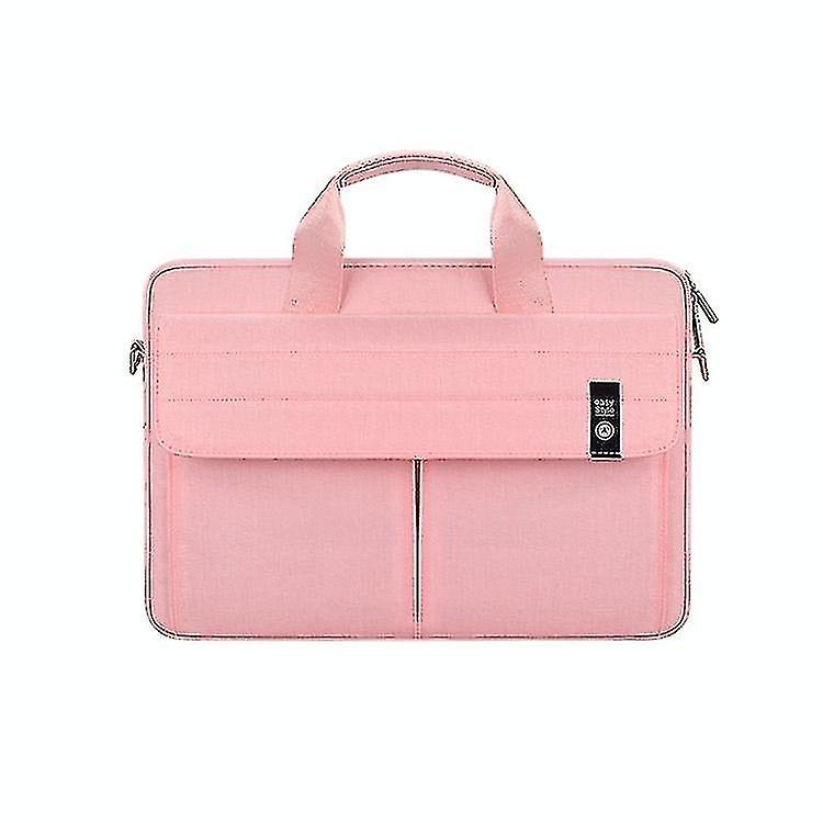 Computer Accessory Sets St08 Handheld Briefcase Carrying Storage Bag With Shoulder Strap For 14.1 Inch Laptop Pink