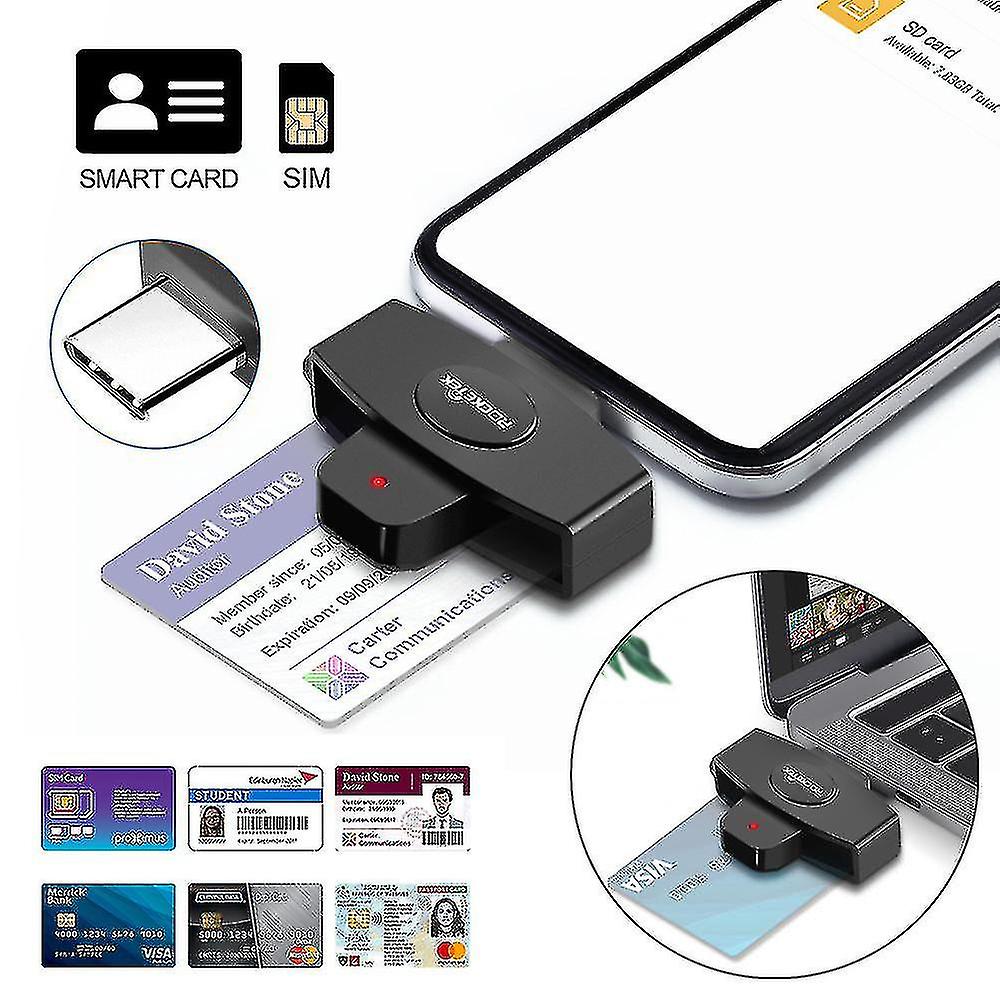 Type C Smart Card Reader Usb C Common Access Cac/sim/id/atm Card