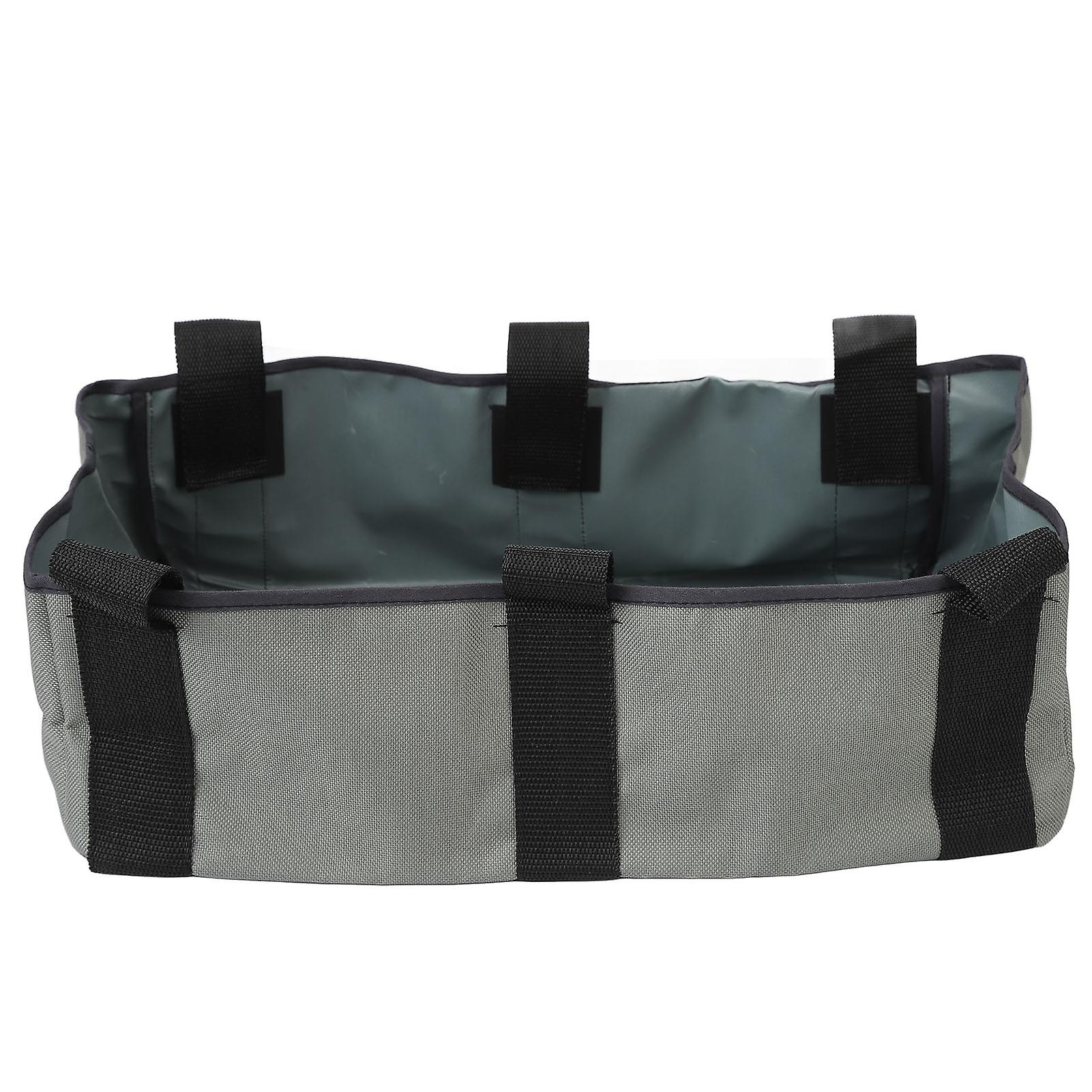 Portable Rollator Bag with Hook and Loop Fastener Under Seat Storage Basket for Wheelchair Umbrella Grey Nylon