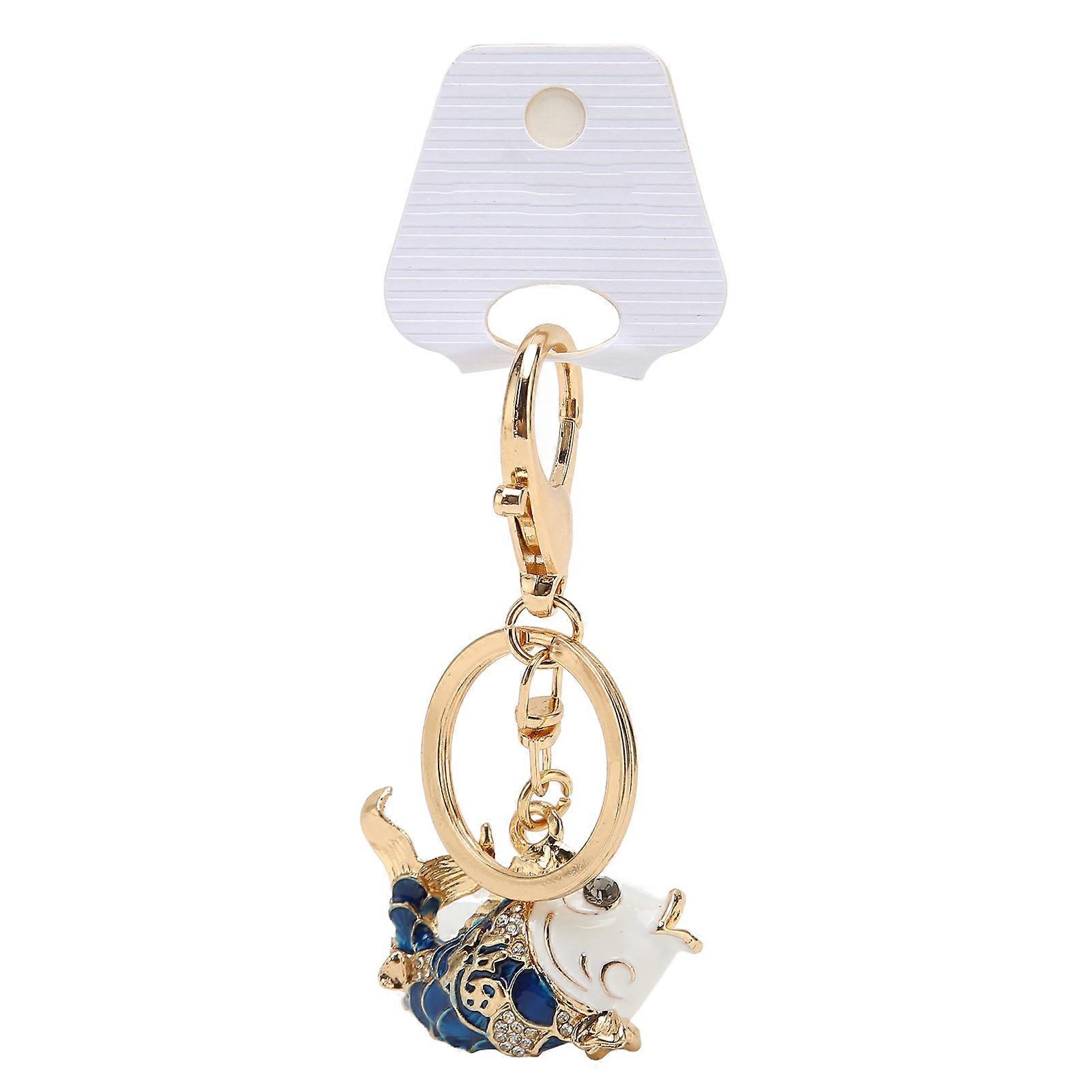 Exquisite Lucky Goldfish Keychain Chinese Style Portable Zinc Alloy Cute Keyring for Handbag Backpack Blue