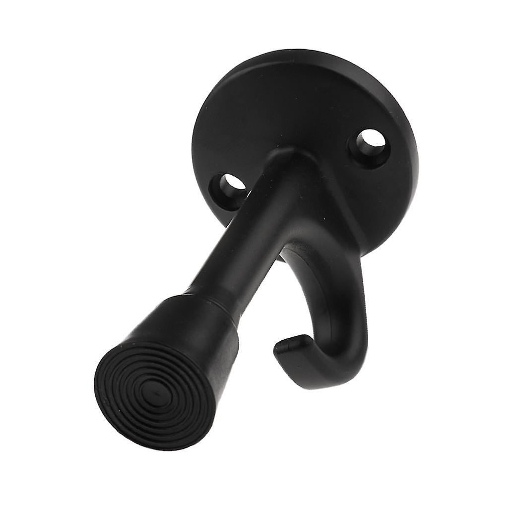 Rustproof Door Stop Jam Jammer Door Wedge Block Stopper with Hanging Hook Black