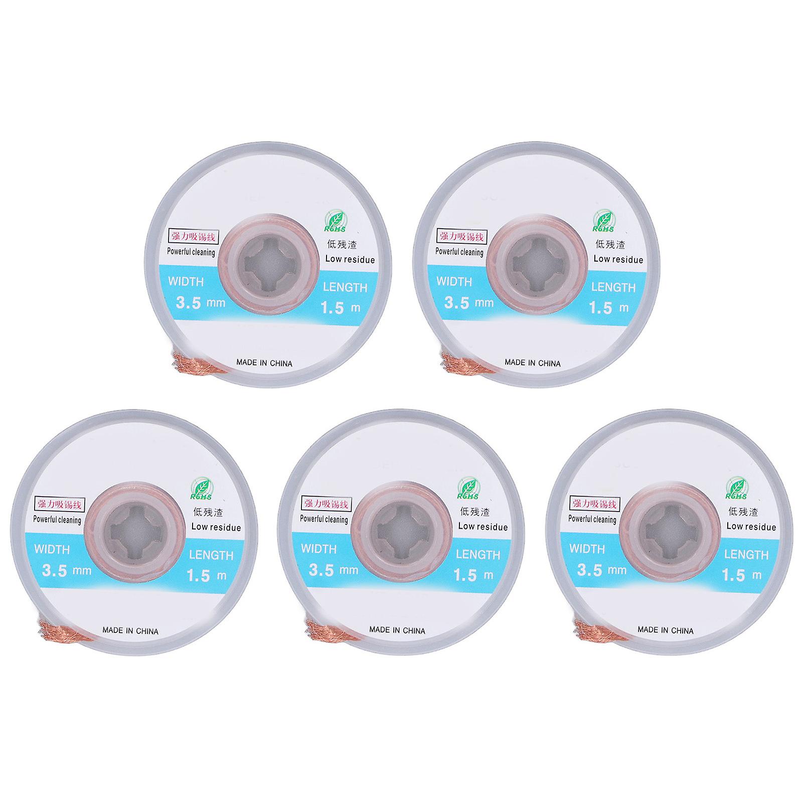 5Pcs Solder Wick Braid Copper 1.5m Length 3.5mm Width Set Kit for Soldering Desoldering