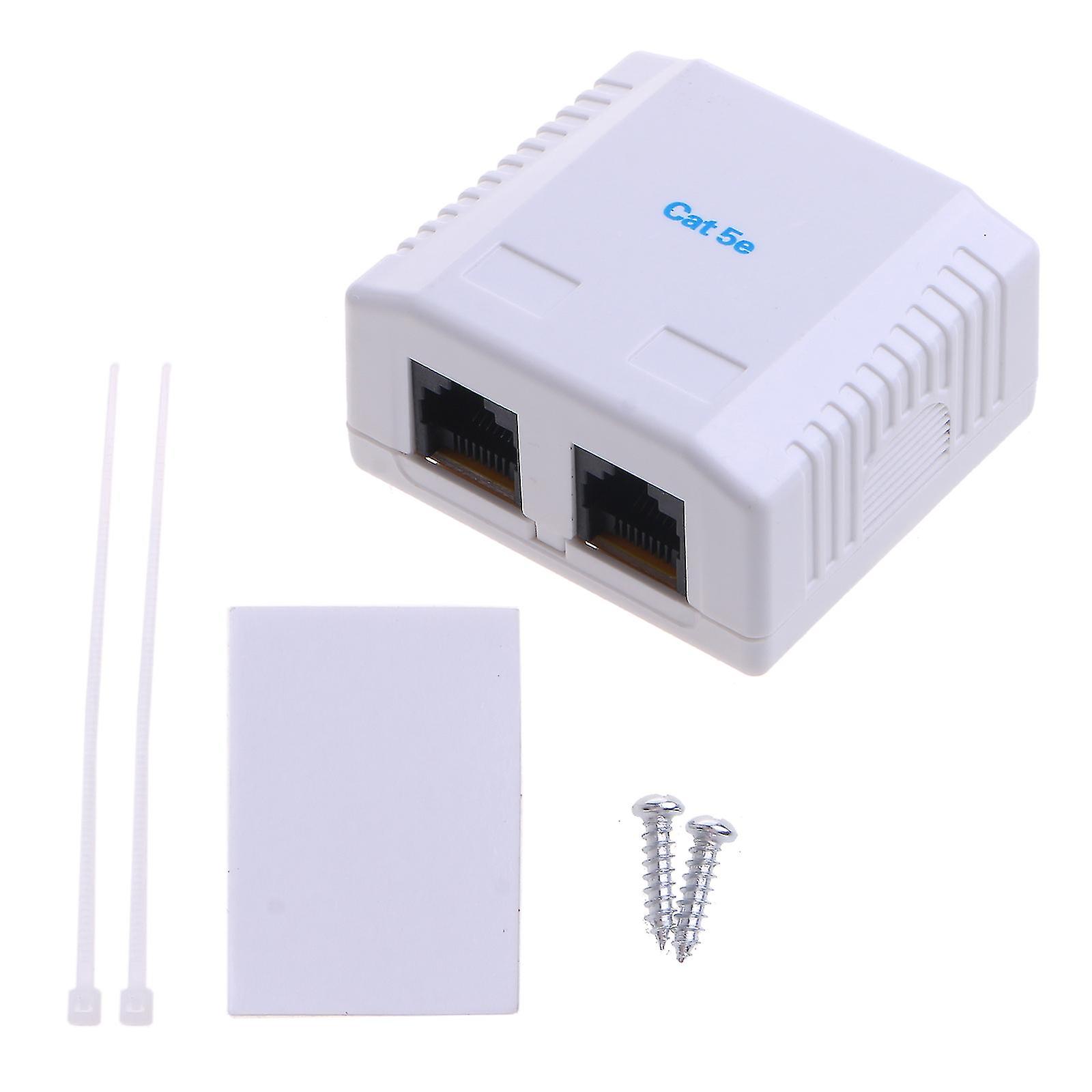 Rj45 Junction Box Cat5e Network Connector 2 Port Desktop Extension Cable Box