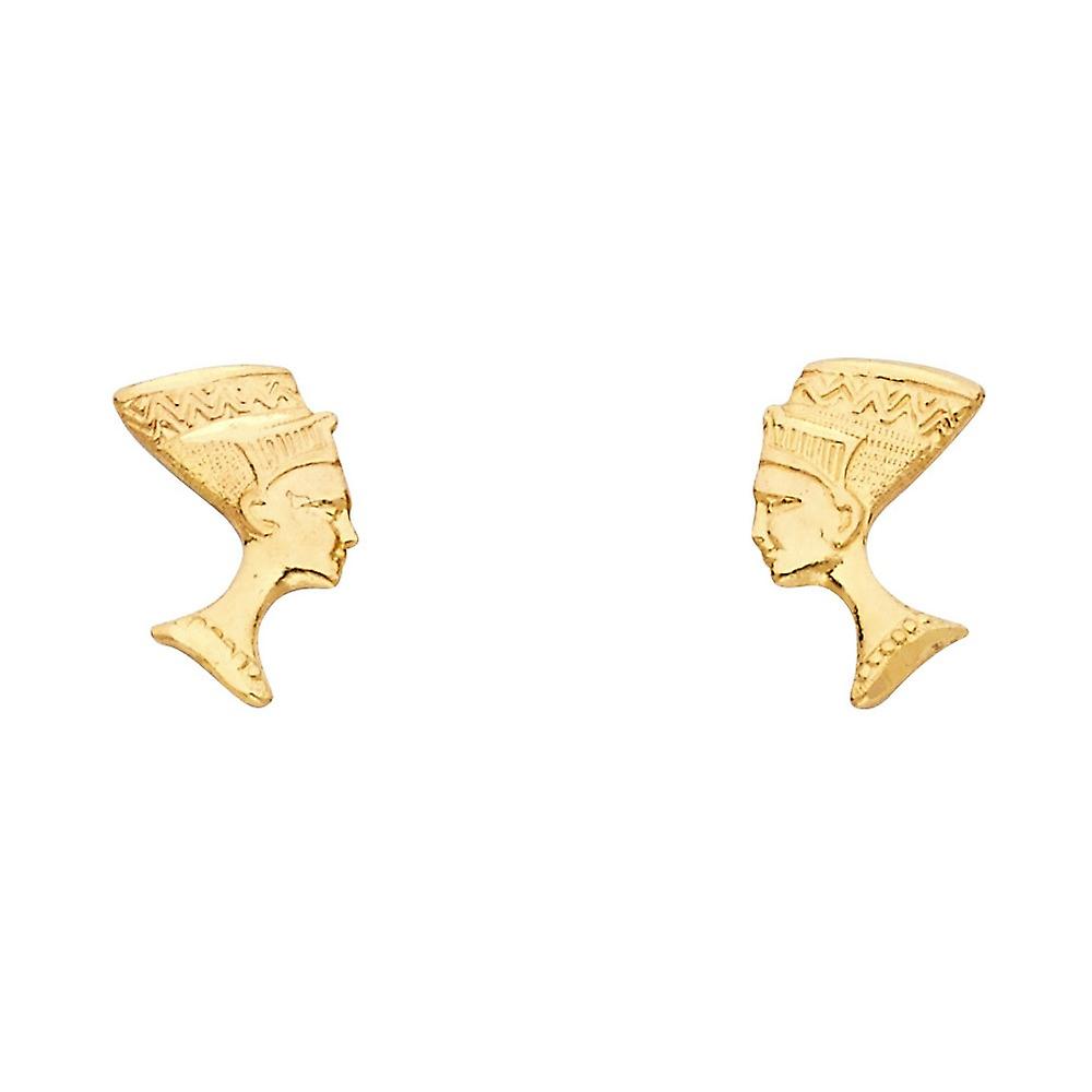 14k Yellow Gold Small Pharaoh Post Earrings 7x13mm Stud Earring for Women - .7 Grams