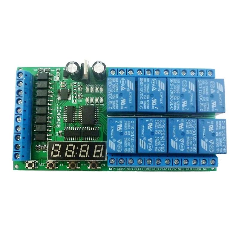 Multifunction 12V 8 Channel Digital Display Time Delay for PC Office Supplies