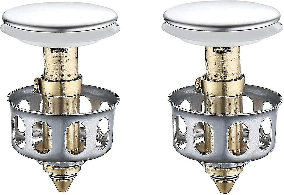 Universal Basin Bounce Drain Strainer Set - Sink Pop Up Plug with Basket